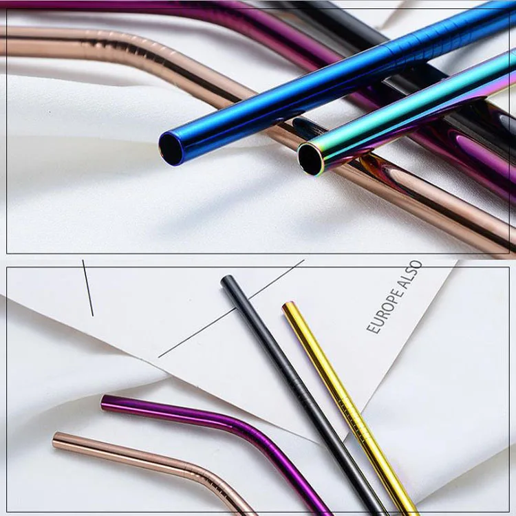 custom stainless steel metal reusable straw for drinking with free packing