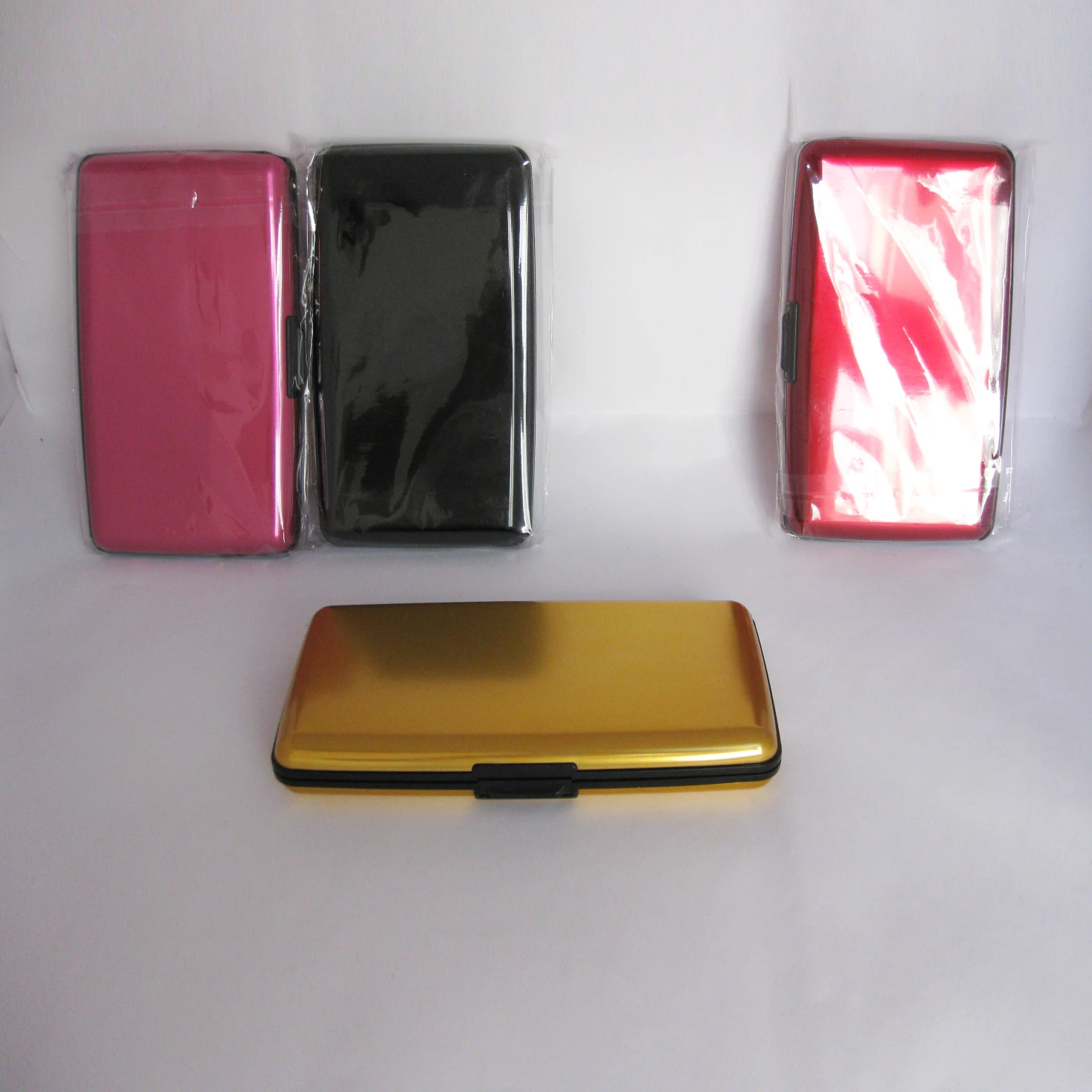 Stripes and Cross  long Aluminum Metal Wallet with mirror