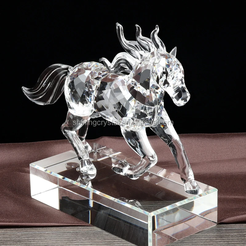 Shining crystal glass horse figurine the chinese zodiac crystal animal