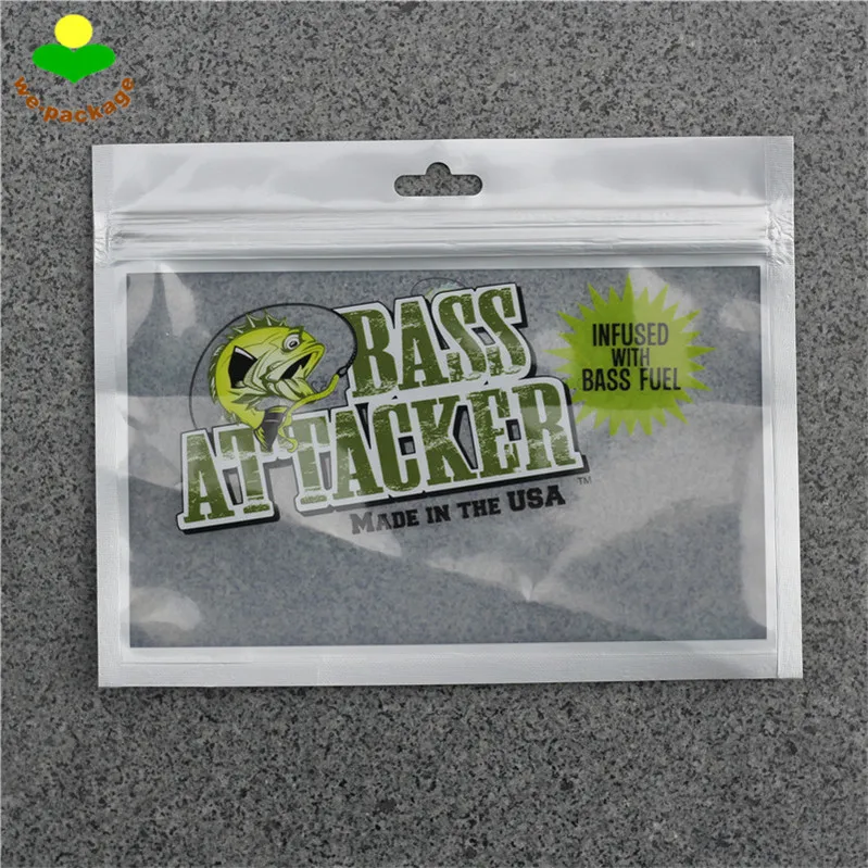 Custom Resealable Clear Window Zip Lock Aluminum Foil Fish Lure Bag