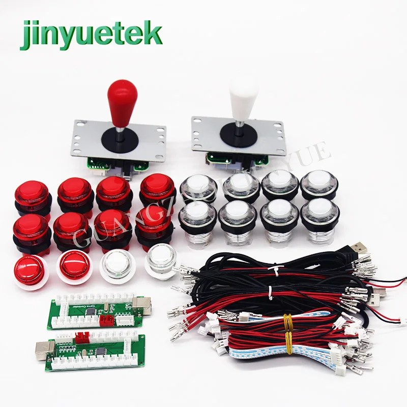 Arcade Game DIY Parts Kit Zero Delay USB Encoder to PC + 8Way Joystick + Chrome illuminated push Button kit for Mame Game