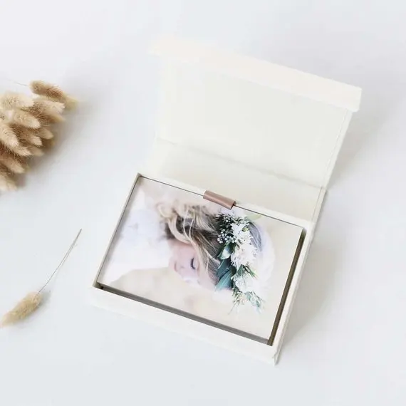 28x22x11cm Fabric Covered Boxes 4x6 Photo Keepsake Box