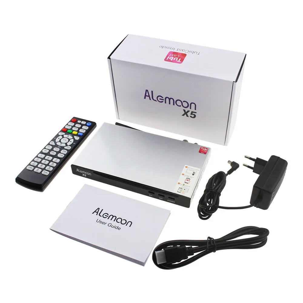 Alemoon X5 DVB-T2 S2 комбо ультра H.265 STB Гибридный OTT IPTV Box Поддержка tubicasting функция