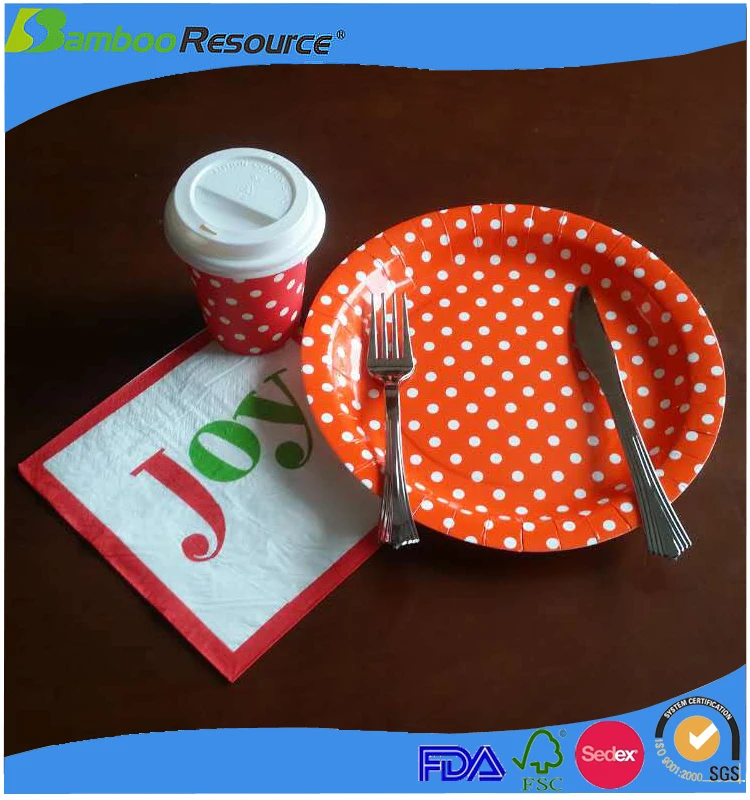 
Custom logo disposable printed paper cup plates dishes 