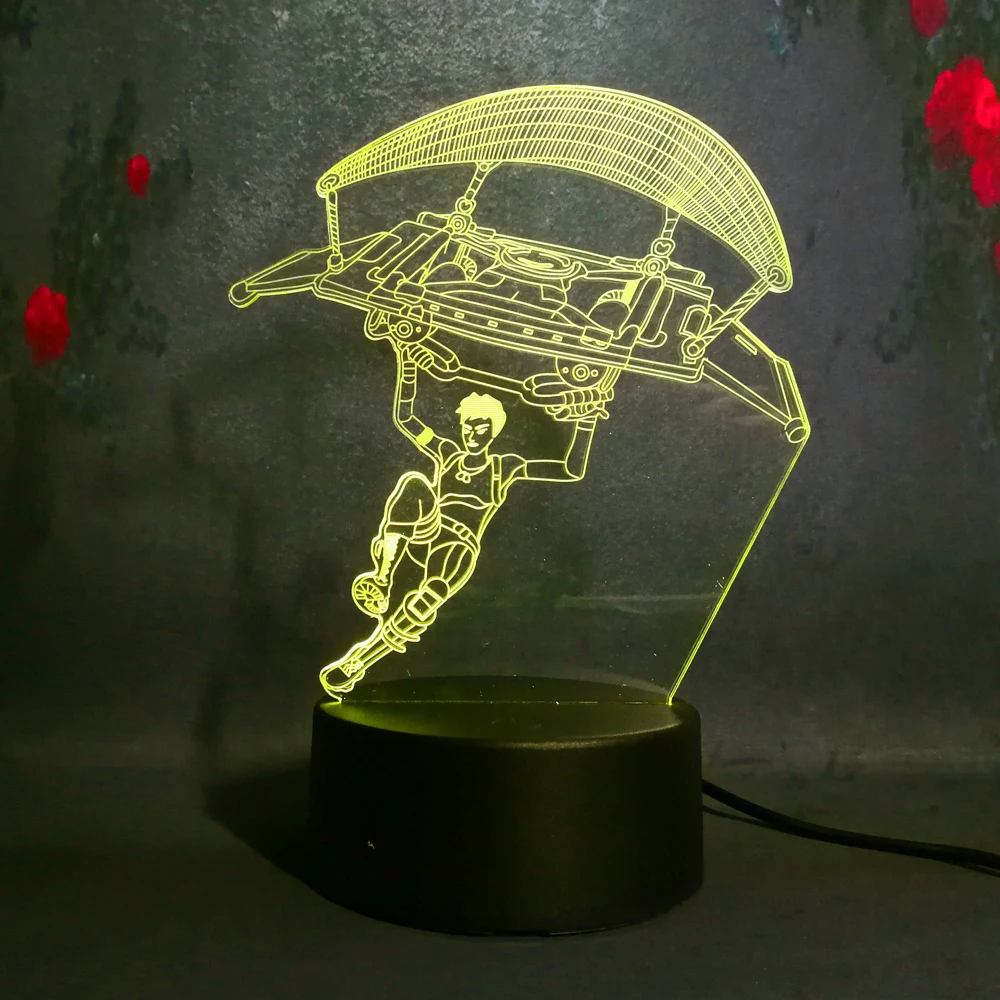 HOT magic Touch base 7 color change table lamp Battle Royale Game TPS PUBG Parachute 3D LED Kid Decor Light Christmas Boy Gift