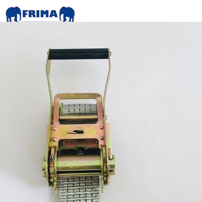 10m/5Ton Heavy Duty Lashing Ratchet Tie Down Polyester Webbing Strap with Electric Galvanized D Shackle for Vehicle Transport