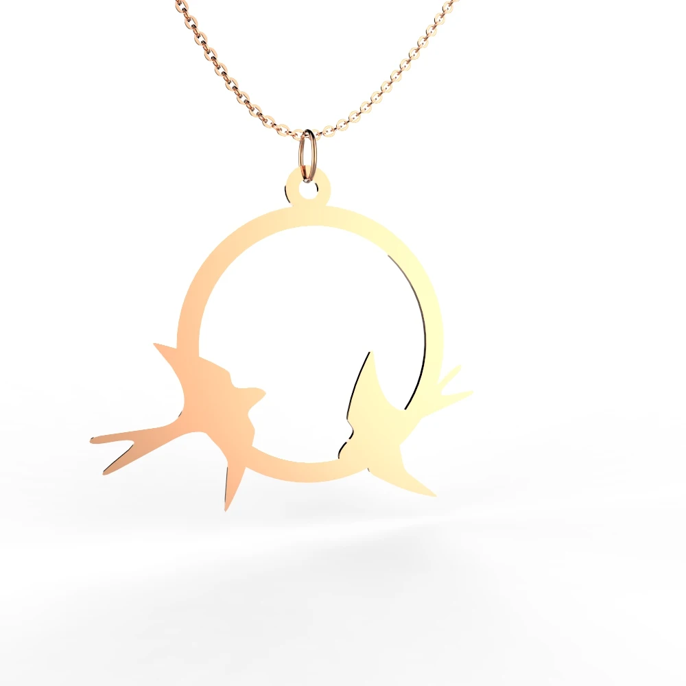 Wholesale Fashion Jewelry Flying Swallow Bird in Circle Pendant Necklace in Stainless Steel