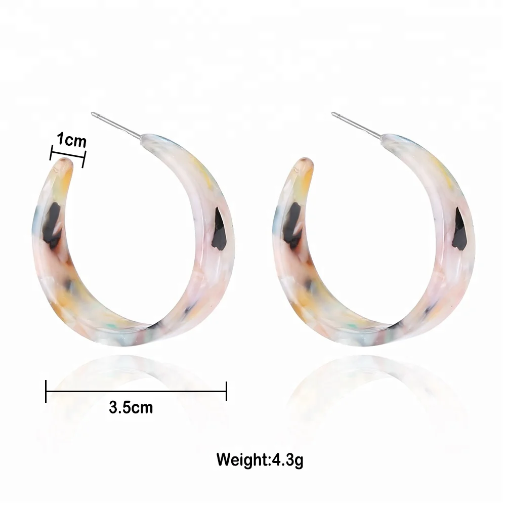 Fashion modern multi color round geometric pattern fancy girls acetate plate earrings wedding birthday gift ladies earrings