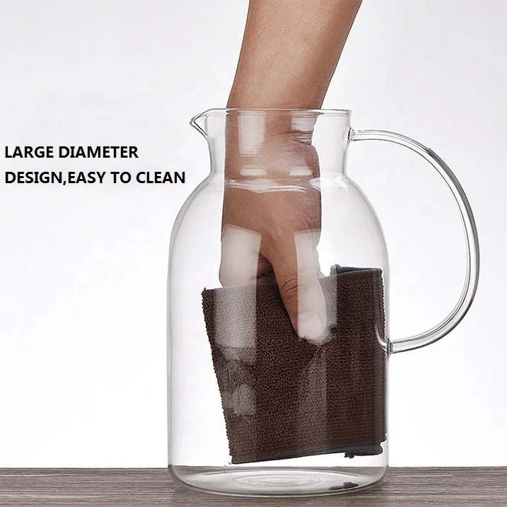 1500ml Heat-resistant Borosilicate Glass Pitcher With Stainless Steel Lid Hot or Cold Water Jug
