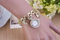 New Hot Fish Lock Key Heart Pendant Charm Bracelet Women Steel Band Watches Lady Luxury Relogio
