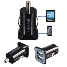 Top Quality universal Auto Car Charger Mini Dual 2 Ports USB Socket Adapter for iPhone 4 5 6 C S Plus Phones all Digital Decives