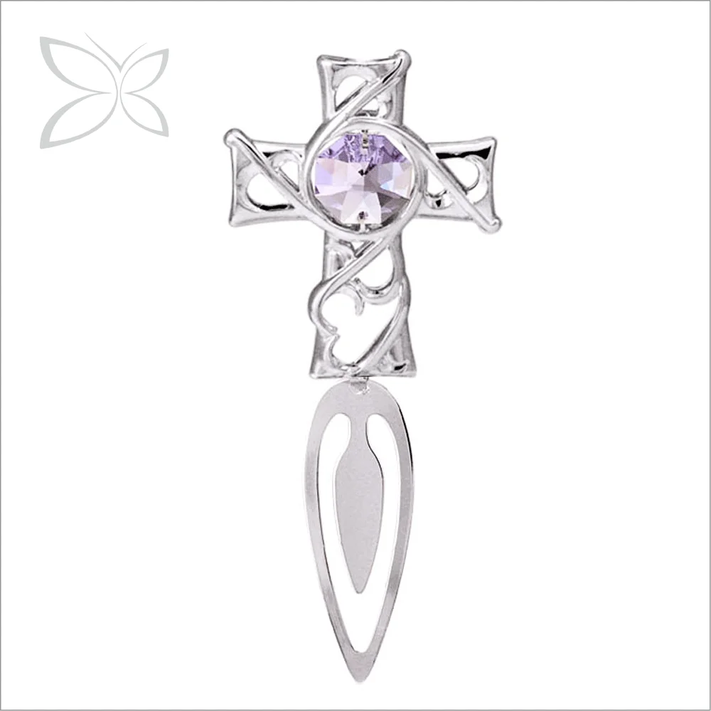 Crystocraft Special Chrome Plated Cross Decorated with Brilliant Cut Crystals Christian Bookmarks