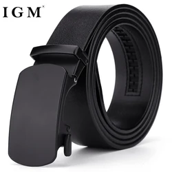 Top Brand Men Business Used Slim 100% Plain Cow Full Grain Automatic Buckle Leather Belt