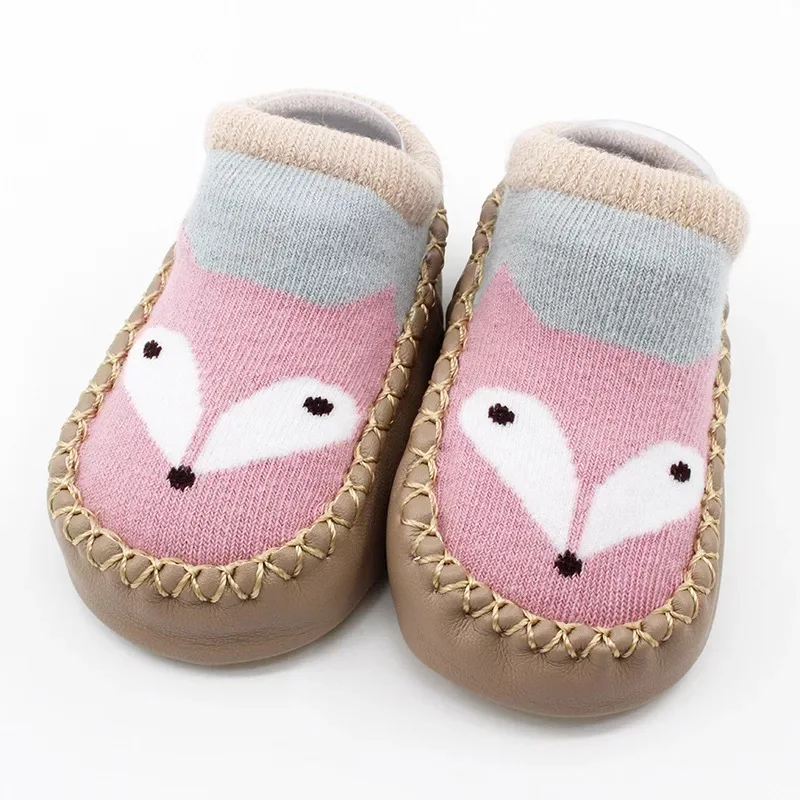 
Knit Slipper Baby Rubber Soles Socks With Leather Sole 