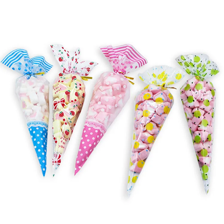 transparent  Triangle shaped Treat  Gift  Snacks Cookies Cellophane  Popcorn Cone Bags