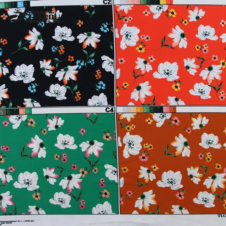 New design shaoxing textile stock lot woven chiffon rose print fabric price per yard