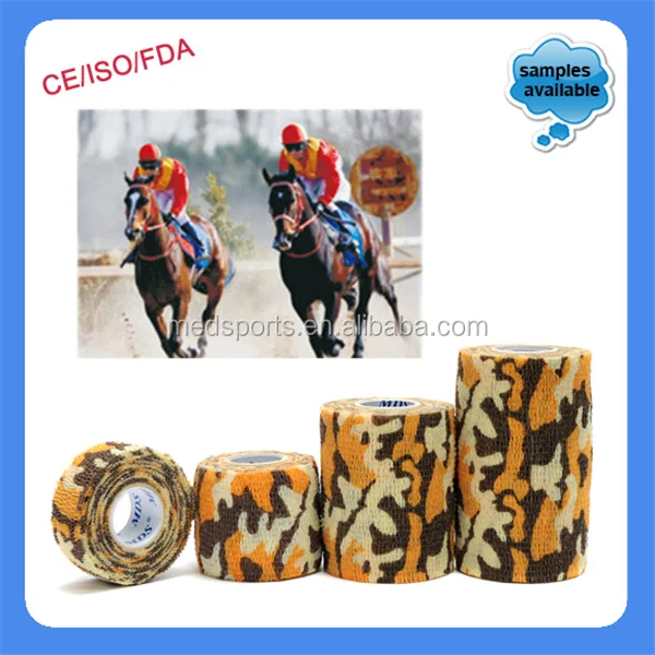 
Hand Tear Latex Non-woven Printed Colorful Cohesive Vet Wrap Bandage 