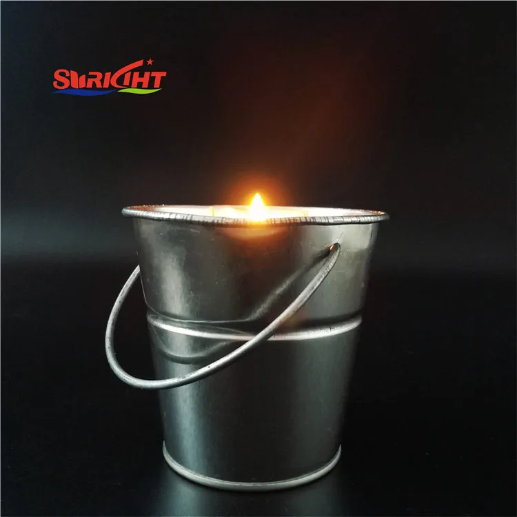 Yellow Wax Hanging Small Bucket Metal Citronella Outdoor Garden Candle