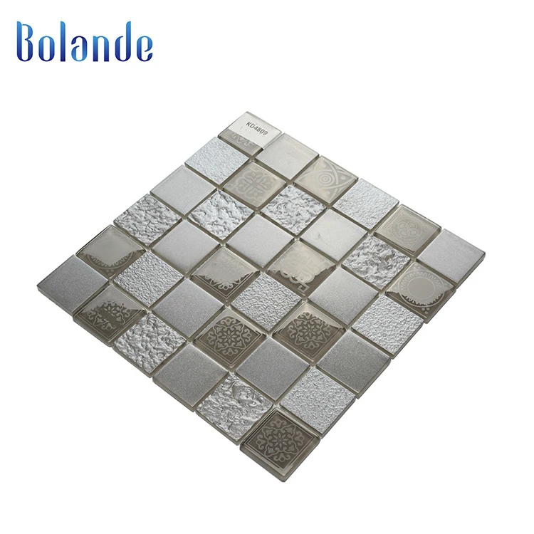 300*300 square mosaic backsplash tiles art design white glass crystal mosaic bathroom wall tile