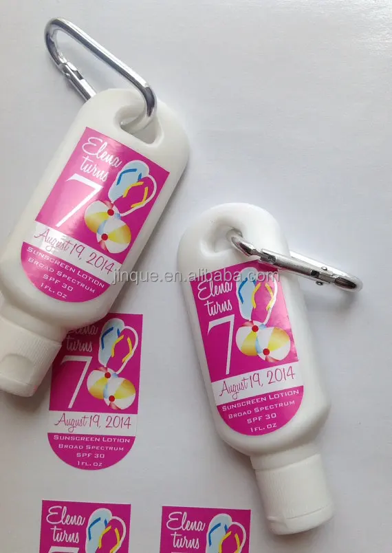 30ml 50ml 60ml SPF30 promotional sunscreen lotion with carabiner