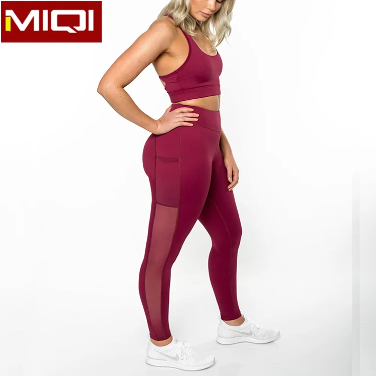 2022 Sportswear Manufacturer MIQI Wholesale Yoga Set Women Custom Casual Ladies Girls Sport Suit with Pocket