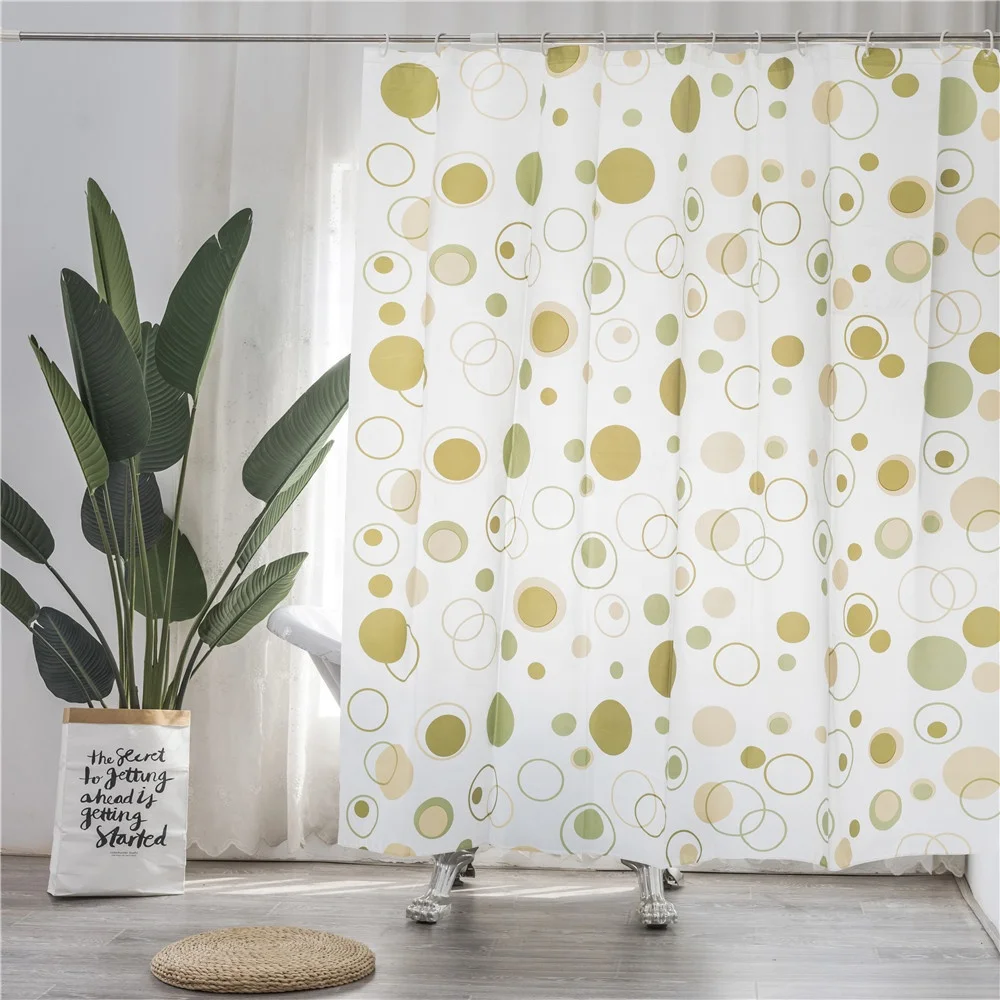 bathroom custom peva shower curtain  waterproof printed circle