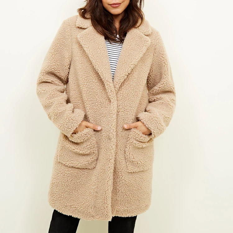 Wholesale  Women Cream Teddy Winter Faux Fur Teddy Coat