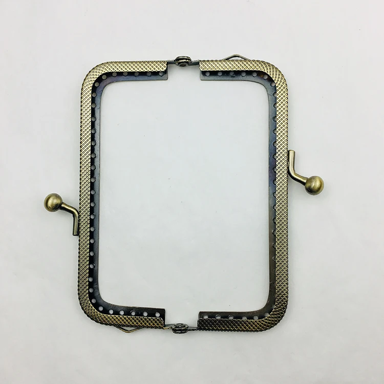 Wholesale 10.5cm Square Printing Double Side Ear DIY Sew In Handbag Bronze Coin Metal Purse Frame