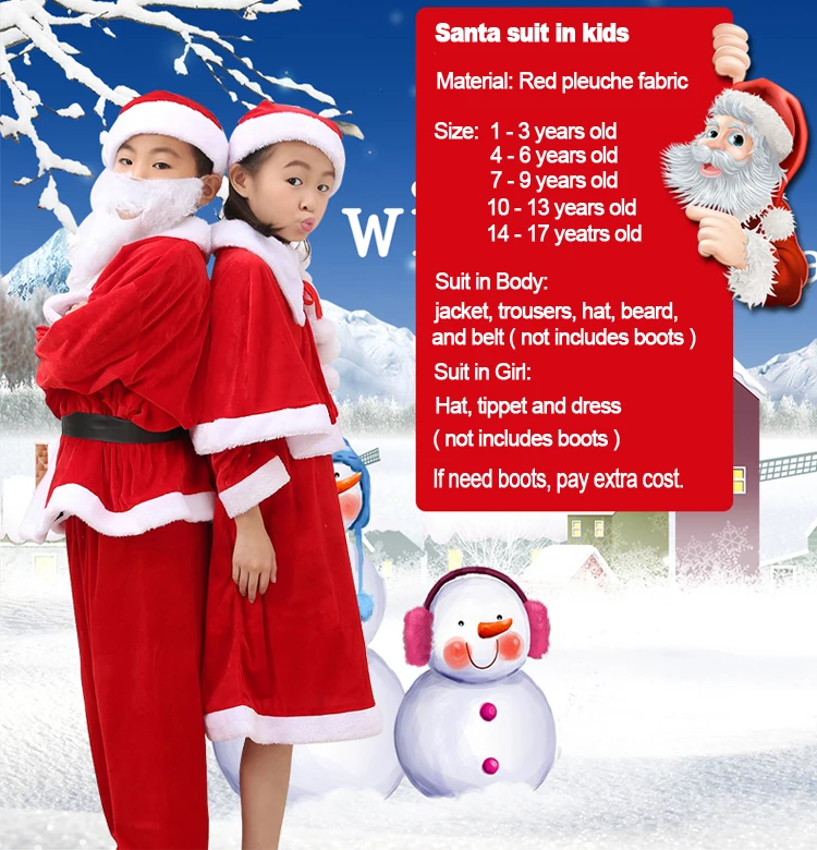 Red Flannelette Children Christmas Costume