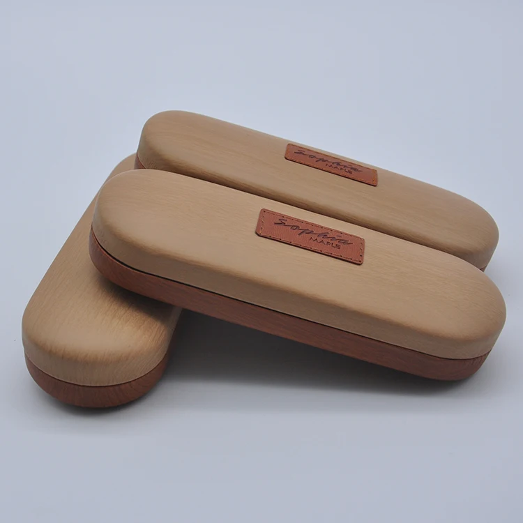 Wholesale high quality foldable wooden PU material spectacle case sunglasses for sale