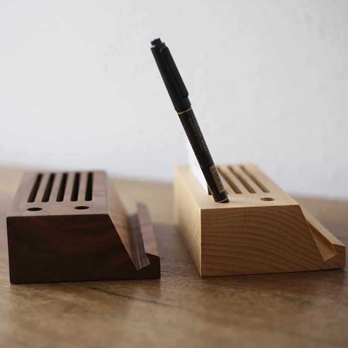 2018 hot sle creative office desk organizer wooden phone holder name card pencil case set