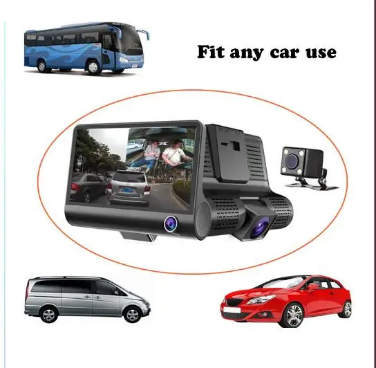 Newest FHD 1080P three cameras 4 inch dash cam front inside back recorder dvr car