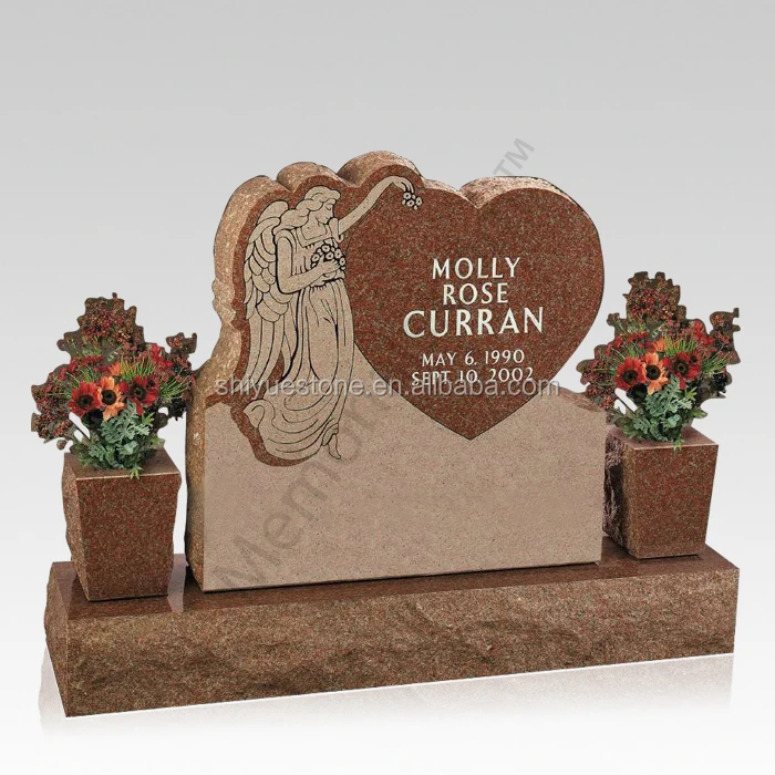 Rose Red Poland Style Granite Gravestone For Sale
