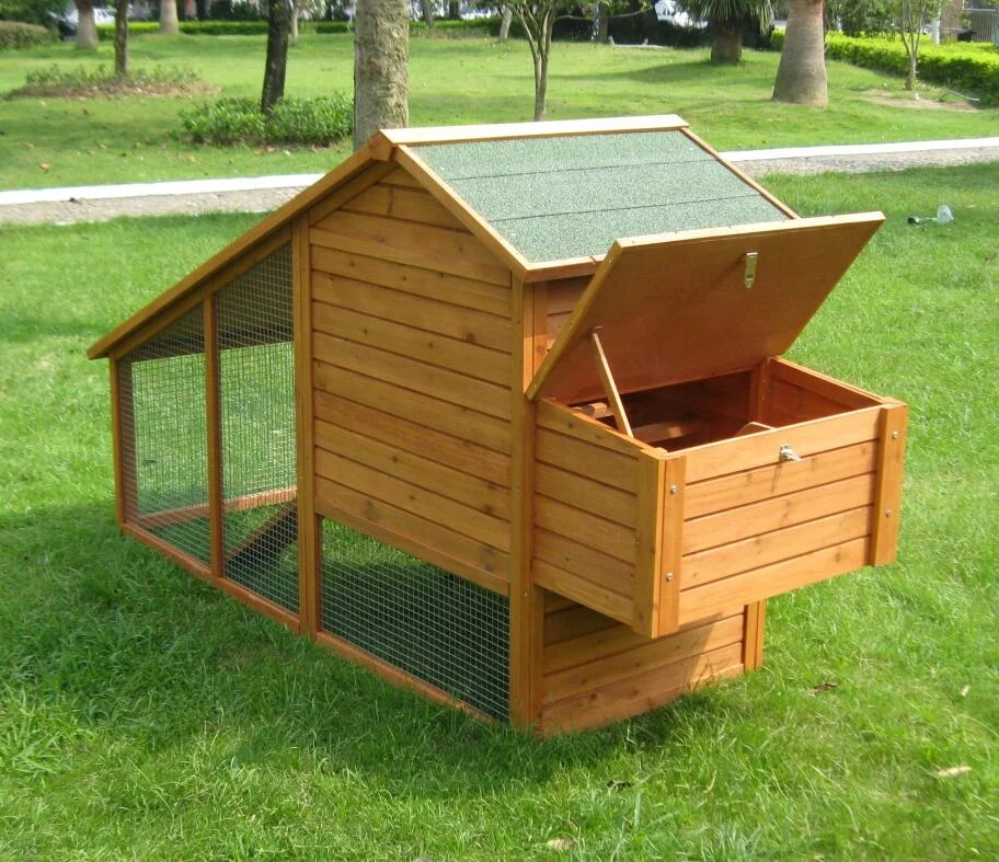 Wooden ladder-frame chicken coop hen house with large run