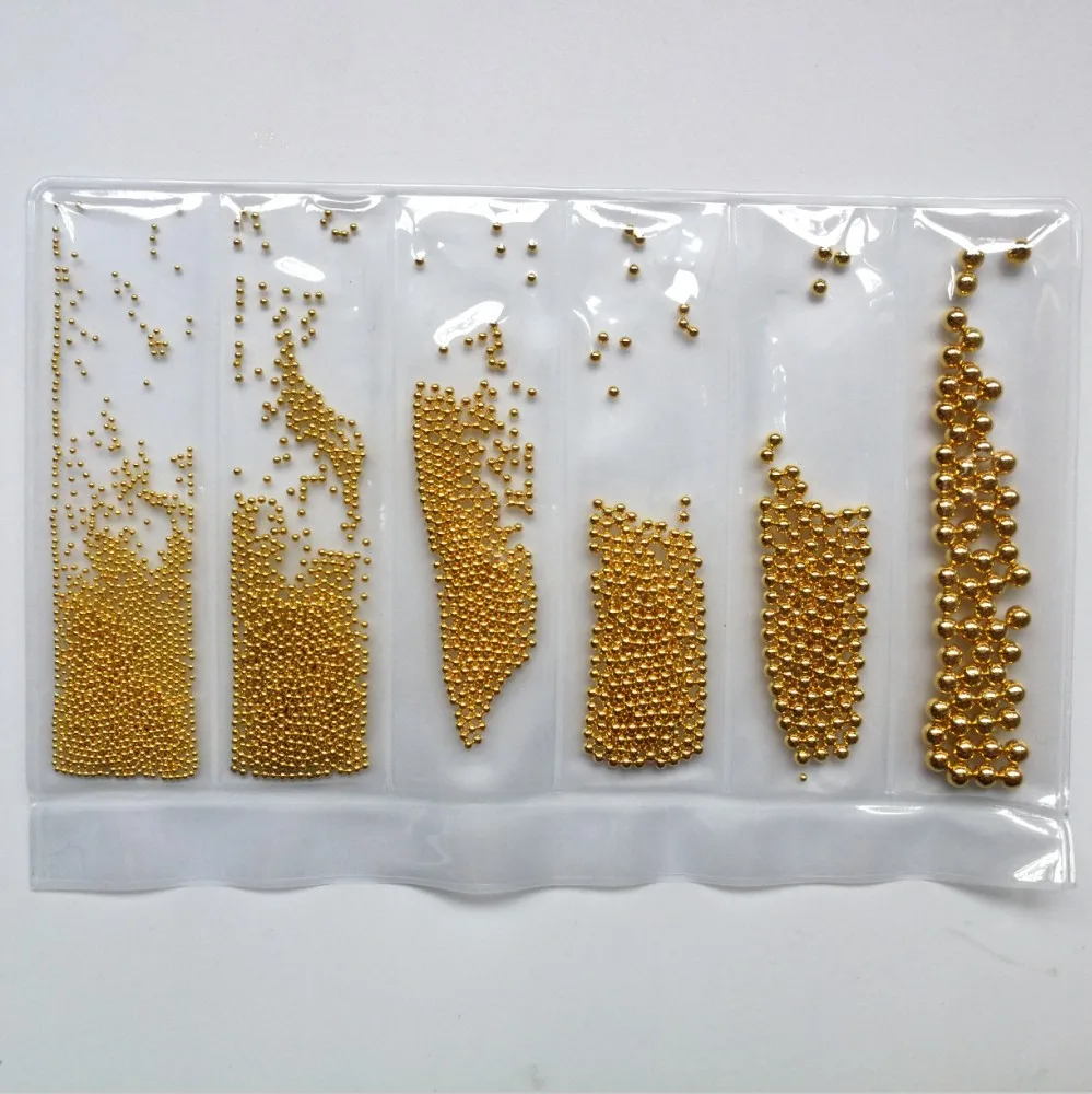 
3D nail art caviar 6size bag pack mixed nail art caviar decoration 3D nail metal caviar beads 