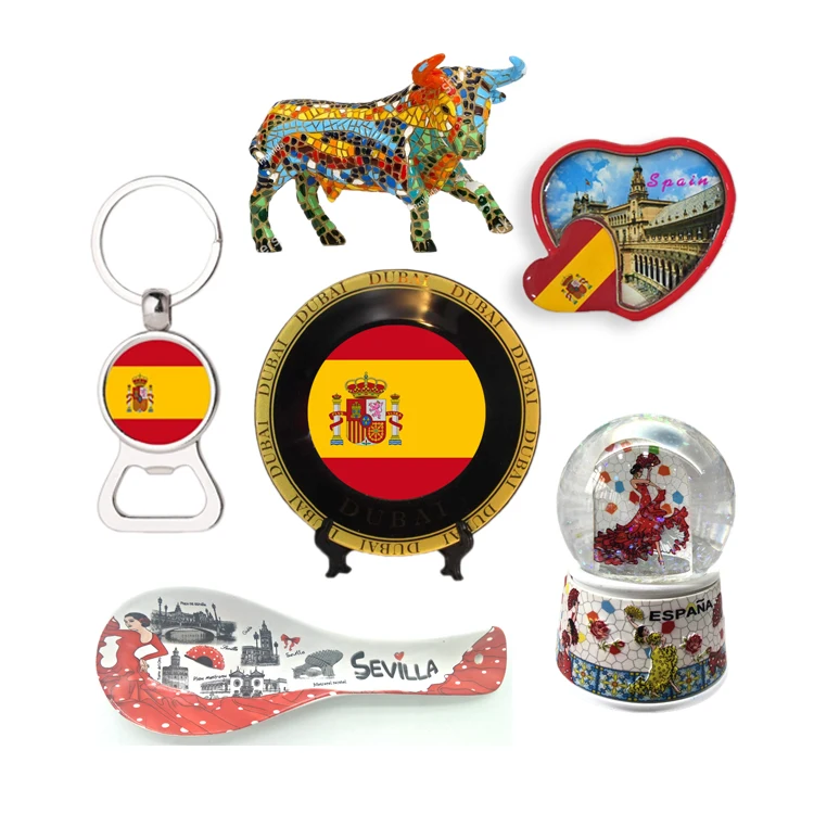 Spain country souvenir  spoon keychain plate custom spain fridge magnet