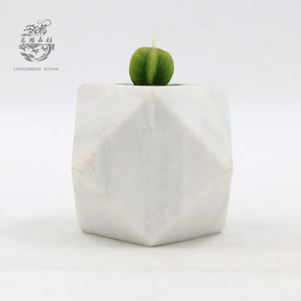 natural stone candle holder 9 cm Marble polyhedral candlestick candle jars