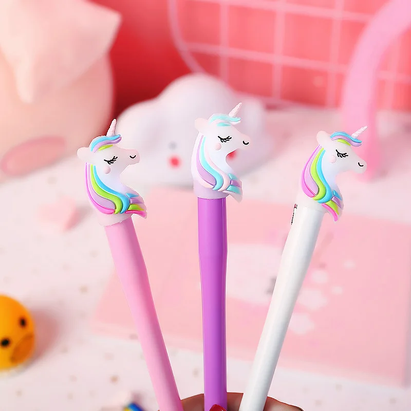 Wholesale stationery pens kids cute unicorn led light up ball pen for student