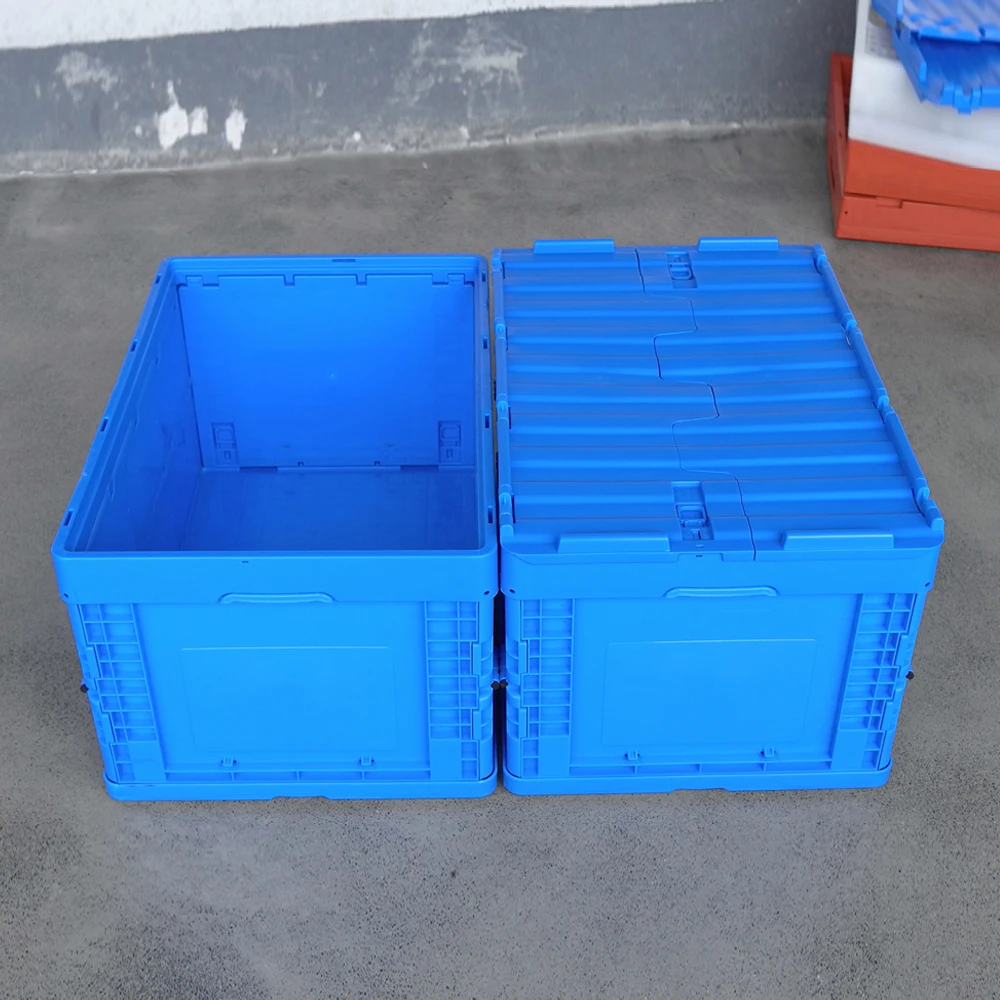 Plastic Foldable Container Box With Lid,Sale Folding Closed Stable Plastic Moving Boxes,Plastic Folding Crate