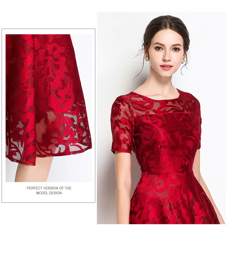 
summer high quality women navy blue lace dress 