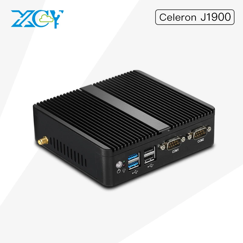 XCY Embedded Industrial Mini PC Celeron J1900 Mini Computer 8G RAM 64G SSD WIFI Computer Windows10 Dual LAN