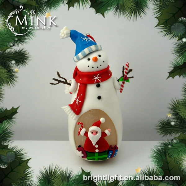 
Snowman with warm LED light polymer christmas ornaments 