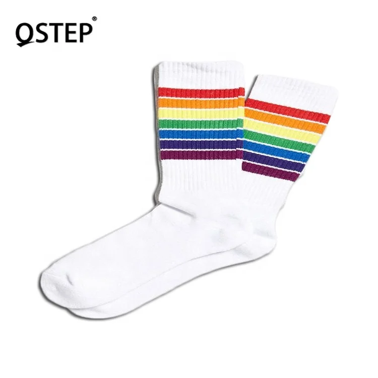 Лидер продаж дышащие носки в радужную полоску с пользовательским логотипом веселые забавные мужские на заказ