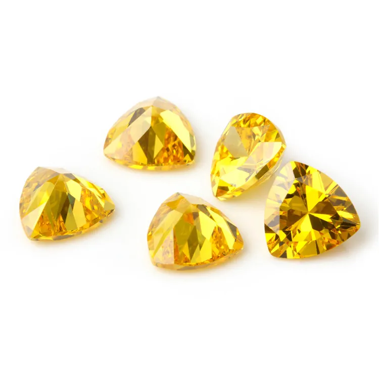 Wholesale yellow trillion shape market prices cz stone for jewelry making or decoration