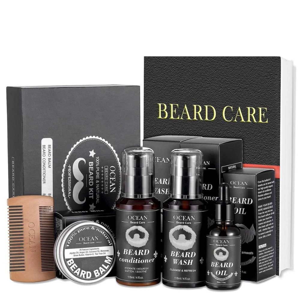 
OEM Private Label Beard Oil Kit for Men Beard and Mustache Care with Sandalwood Comb 