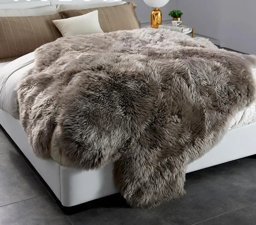 Real Australia Sheep Fur Skin  /  Long Hair Sheep Plate rug for bed