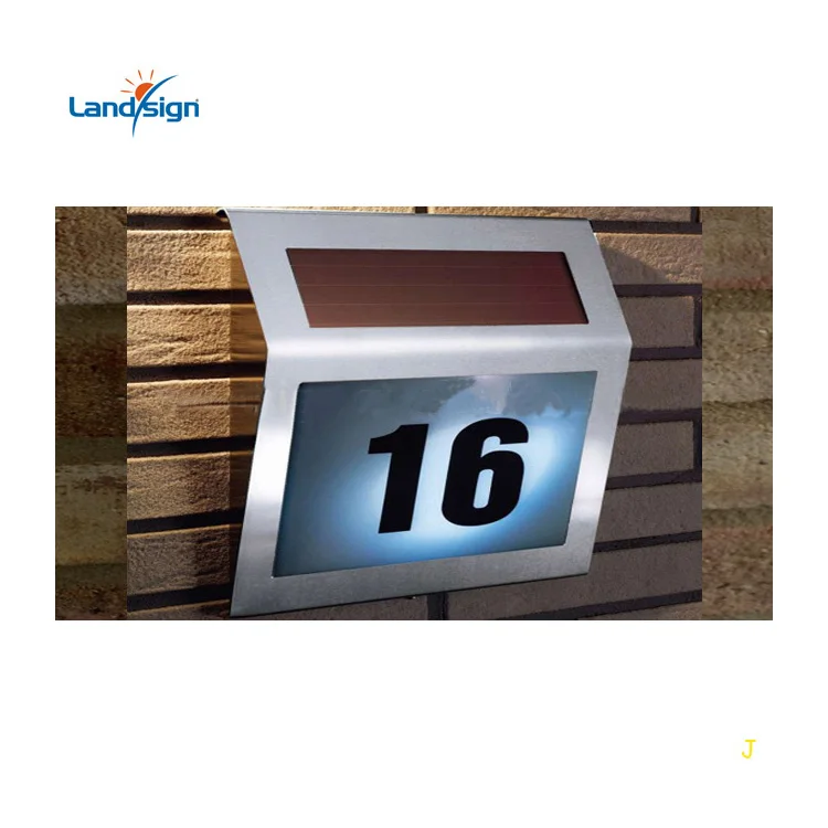 Warm White High Brightness LED Garden Lights Outdoor Stainless Steel House Number Solar Powered with Battery Backup for Hotels