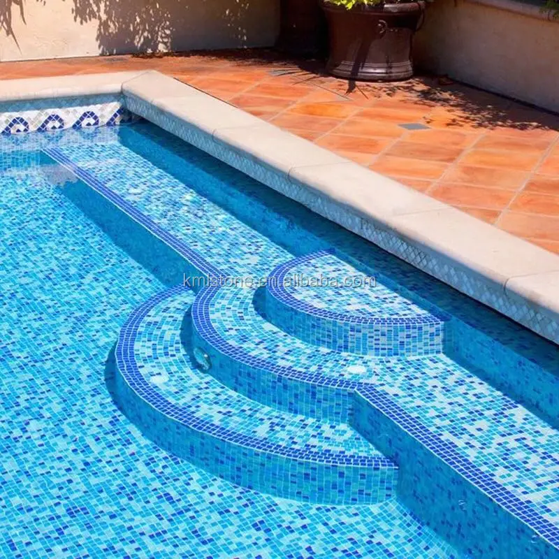 swimming pool tile blue glass mosaic with low price