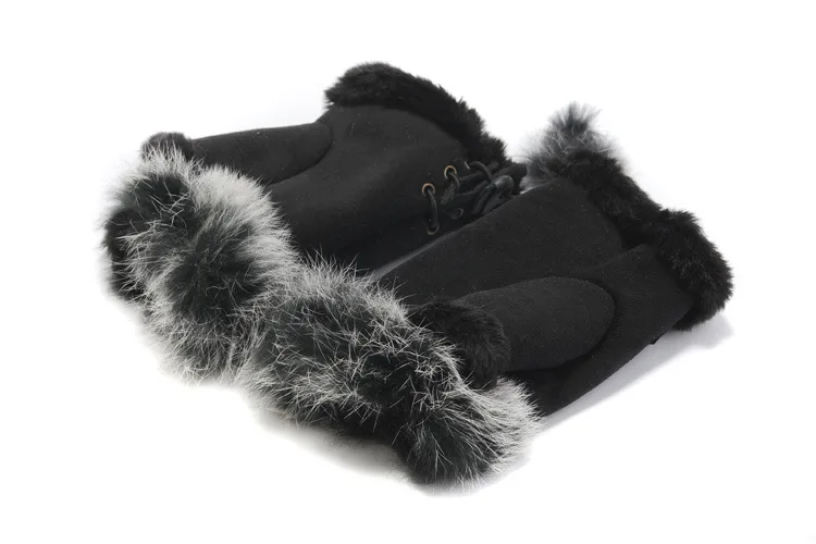 warm faux fur fabric fingerless gloves ladies fashion gloves