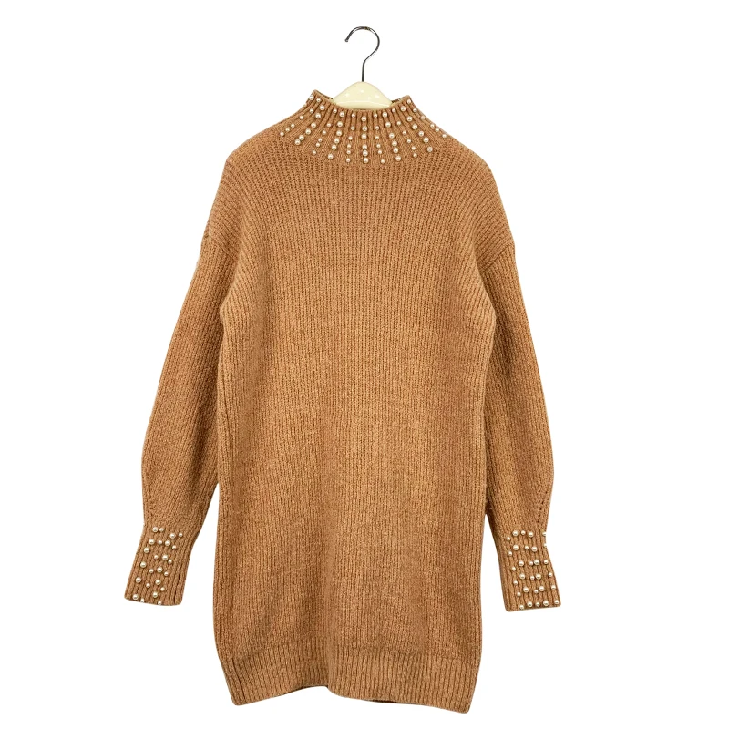 
OEM factory custom solid color sequin beads half collar knitting long sleeve alpaca women sweater with peraly 